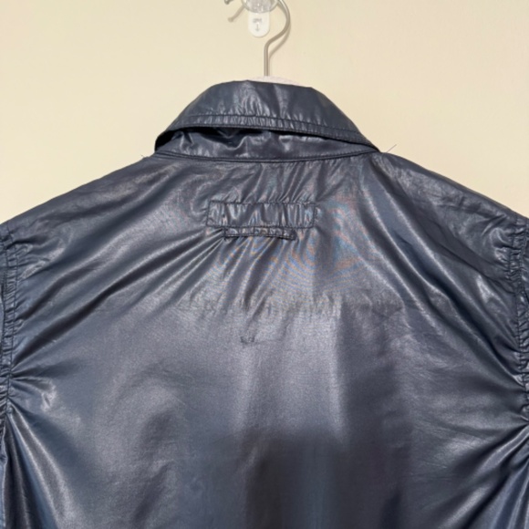 Proenza Schouler  Lightweight Metallic Shiny Coated Bomber Jacket Navy Blue - Picture 4 of 8